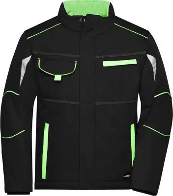 Produktbild von Workwear Softshell Padded Jacket - COLOR - black/lime-green, Gr. M
