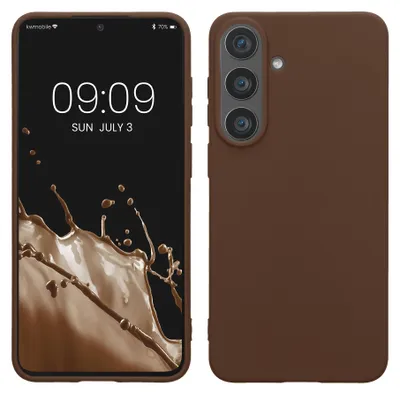 Produktbild von kwmobile Hülle für Samsung Galaxy S26 FE TPU Case - Handyhülle unterstützt kabelloses Laden, flexible Schutzhülle, gummiertes Cover in Chocolate