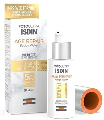 Produktbild von ISDIN Foto Ultra Age Repair SPF 50, Sonnenschutzcreme, Gesicht, Pumpenflasche, Anti-Aging, Nährend, Schutz, Jeder Hauttyp, 50 ml