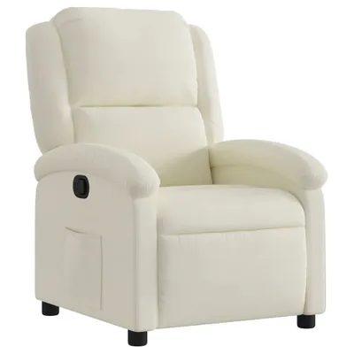 Produktbild von vidaXL Relaxsessel mit manueller Liegefunktion, cremefarbener Samt, Seitentasche, 86,5x99,5x56,5 cm