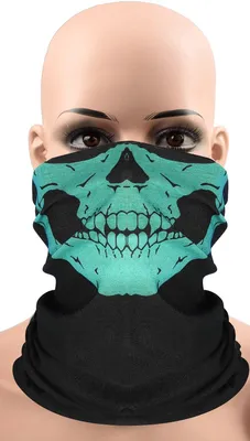 Produktbild von Totenkopfmaske - Biwakmaske - Totenkopfschal - Sturmhaube - Totenkopfschal - Grün - Gesichtsmaske - Motorradmaske - Skimaske - Totenkopf