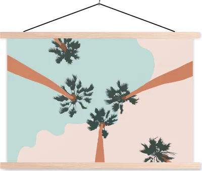 Produktbild von MuchoWow® Textilposter Sommer - Palmen - Abstrakt 60x40 cm mit holzfarbenen Rahmen - Bilder