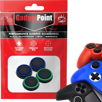 Image de Thumbgrips - Thumbgrips pour PlayStation, PS5, Xbox X/S, One et manette Switch Pro - Thumbgrips pour jeux vidéo - Thumbsticks antidérapants haute performance - Accessoires de protection - Noir-bleu et noir-vert -