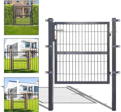 Zdjęcie produktu dla Metalowa bramka ogrodowa 120 x 100 cm – ze stali ocynkowanej – drzwi ogrodowe – bramka – solidna i trwała, z wysokiej jakości zamkiem – zawiasy i klucz – kolor antracytowy