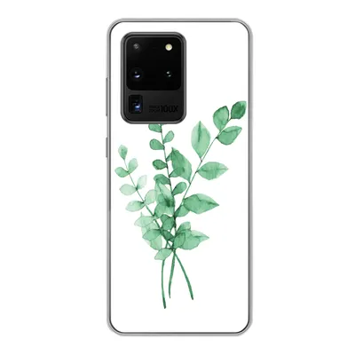 Produktbild von MuchoWow® Handyhülle Schutzhülle Hülle für Samsung Galaxy S20 Ultra Aquarelle - Blätter - Pflanzen Silikon Softcase Handy Hülle - Karteninhaber