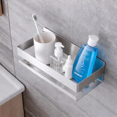 Image de Étagère de douche sans perçage, en acier inoxydable SUS304, adhésive, dimensions : 23 x 10 x 8 cm