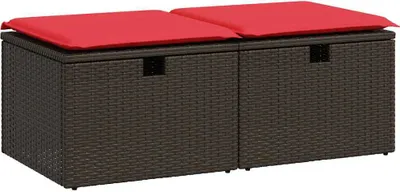 Immagine prodotto di vidaXL Set di divani da giardino a 2 pezzi con cuscini in poly rattan acacia marrone