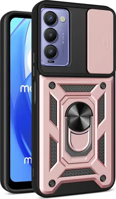 Produktbild von Hülle für Tecno Camon 18 / Camon 18 P mit Ring Ständer Halter Dia Kameraschutz TPU PC Hybrid Handyhülle Roségold