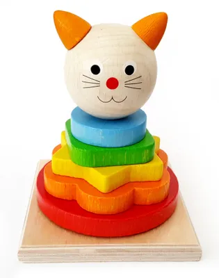 Produktbild von Holzspielzeug Stapelturm Katze BxLxH 90x90x120mm NEU