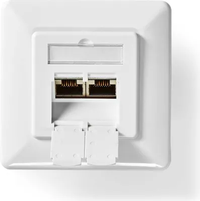 Produktbild von Nedis Netzwerk-Wanddose - Unterputzmontage - 2-Port port(s) - CAT6a - Gerade - Buchse - Vergoldet - PVC - Weiss - Box