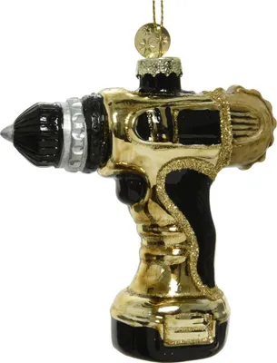Produktbild von Christbaumschmuck Glas Bohrmaschine 10cm schwarz / gold