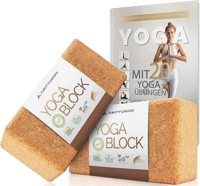 Produktbild von Famanu Yoga Blöcke aus Kork Set von 2 - Ideal für Meditation, Hatha Yoga & Pilates