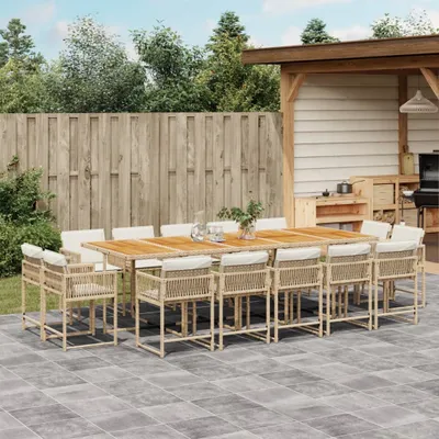 Image de Durable Ensemble de meubles de jardin Balcon Ensemble de 15 pièces de jardin avec coussins Beige Poly Rattan - Garnitures de jardin Octo8142047 6parcel