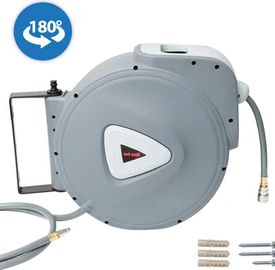 Produktbild von Faziango Druckluft Schlauchtrommel 30m Automatischer Einzug 1/4" Anschluss Automatik Schlauchaufroller Druckluftschlauch Wandhalterung Garten