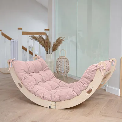 Image de Arche d'escalade MAMOI® avec coussin, coussin pour balançoire arc-en-ciel, triangle d'escalade, escalade pour bébés, arche en bois pour enfants, aire de jeux, structure d'escalade d'intérieur