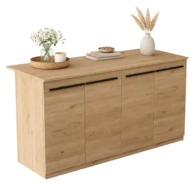 Produktbild von Fossalto - Kücheninsel, 160x60x90h cm Eiche braun, 2 Regale