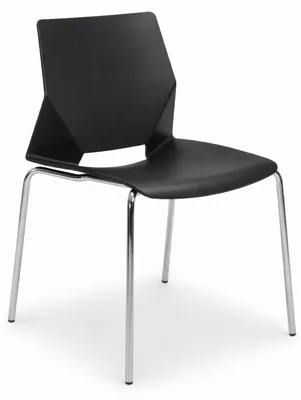 Produktbild von Seminarstuhl mit schwarzem Kunststoffrückenlehne und Metallgestell