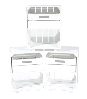 Produktbild von 3er Set Weißer Nachttisch mit Schublade 30,5cm x 40cm x 54cm Nachtschrank Tisch Regalkiste Apfelkiste Weinkisten Obstkisten weiss Tisch Ablage Landhaus DIY klassisch