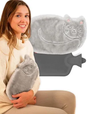 Produktbild von Wärmer Kissen - Geschenk Heißwasserbeutel Katze mit Orange - Wärmende Kissen