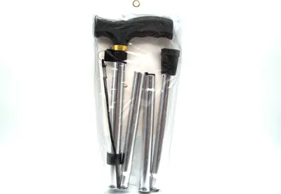 Produktbild von Gehstock - Krückstock - faltbar, Aluminium, silber - schwarz höhenverstellbar