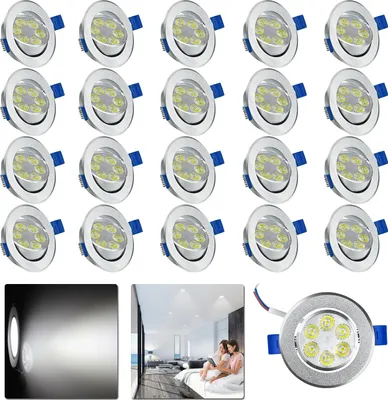 Produktbild von XMTECH 20X 3W LED bodové zapuštěné studené bílé stropní bodové zapuštěné bodové světlo zapuštěné stropní bodové světlo stropní bodové světlo