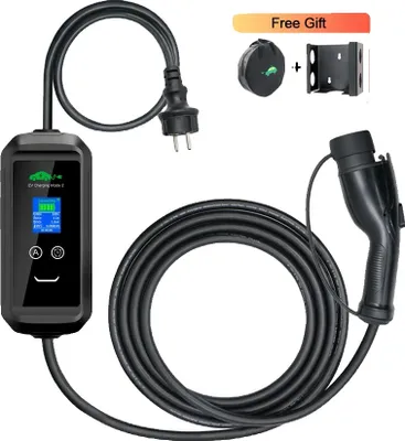 Immagine prodotto di Caricabatterie portatile per veicoli elettrici, corrente regolabile fino a 16A, connettività app Tuya WiFi, F2-T2-3,6KW-5M-APP, TYPE2