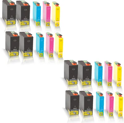 Produktbild von 20x kompatible Tintenpatronen für Epson Stylus Office B42 WD BX525 WD BX535 WD BX625 FWD BX630 FW Black Cyan Magenta Yellow C13 T1301 T1302 T1303 T1304 - Sparpack - Color Line Serie