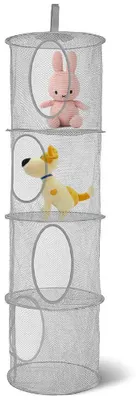 Hängende Netz-Aufbewahrungstasche, 4 Fächer, Grau, 110x30x30 cm