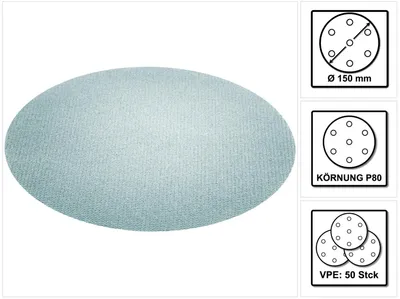 Productafbeelding van Festool netschuurmiddelen STF D150 P80 GR NET/50 150 mm / 50 stuks ( 203303 )