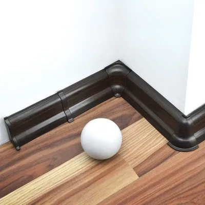 Produktbild von DQ-PP Sockelleiste 200cm PVC + Dübel Fussleiste Leiste Höhe: 52mm , Farbe: Wenge