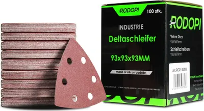 Produktbild von RODOPI 100x Industrie Schleifdreiecke Deltaschleifer Schleifen 93x93x93mm Körnung 60