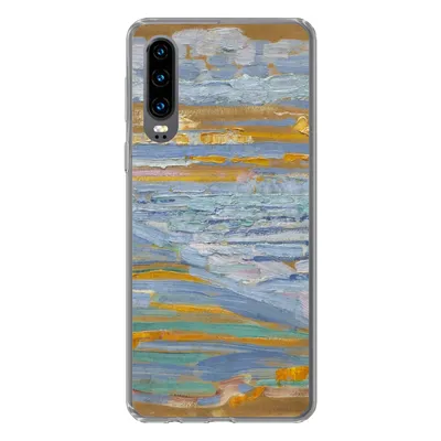Produktbild von MuchoWow® Handyhülle Schutzhülle Hülle für Huawei P30 Blick auf den Strand und die Seebrücke von den Dünen aus - Piet Mondrian Silikon Softcase Handy Hülle - Kartenbesitzer
