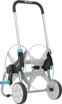 A hose reel cart on a white background.