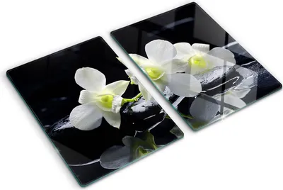Obrázok produktu pre Sklenená ochranná doska – Kryt varnej dosky – Kryt na indukčnú dosku – 2x40x52 cm – Rýchle čistenie – Tvrdené sklo – Orchidea