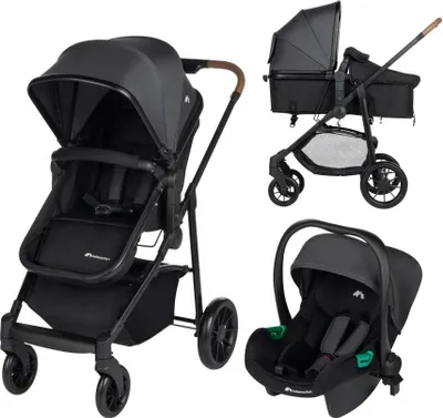 Produktbild von Bebeconfort Haze Trio, Kinderwagen 3-in-1 Komplettset, 0-4 Jahre, 2-in-1-Sitzeinheit, wendbarer & leichter Kinderwagen, i-Size-Babyschale,Tinted Grey