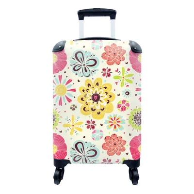 Obrázok produktu pre Kufrík Ručná batožina na kolieskach Malý cestovný kufor so 4 kolieskami Srdce - Kvety - Vzory - Veľkosť kabíny < 55x40x23 cm & 55x40x20 cm - Foto