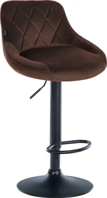 Produktbild von Barhocker FALON - Samt Braun 46x49x83 cm Schwarz | Barstuhl Mit Lehne Drehbar Tresenhocker Tresenstuhl Kneipenhocker Kneipenstuhl