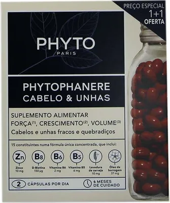 Zdjęcie produktu dla Kapsułki Phytophanere na wzmocnienie, wzrost i objętość włosów oraz paznokci, 2 x 120 kapsułek