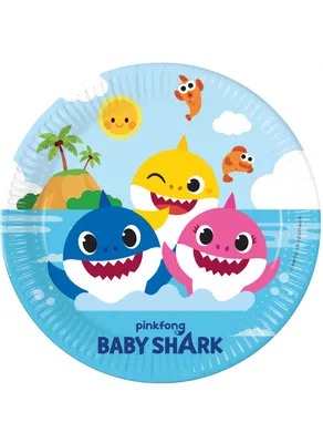 Produktbild von Baby Shark-Teller Kindergeburtstag-Partydeko 8 Stück bunt 23 cm
