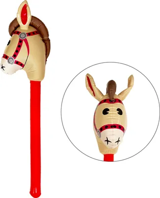 Produktbild von Oblique Unique Aufblasbares Steckenpferd Stab Pony Pferde Kopf für Kindergeburtstag Fasching Karneval Party Motto Party Spielzeug Pool