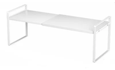 Image de Étagère extensible pour armoire, organisateur en métal, blanc, 35-65 cm