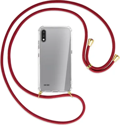 Produktbild von Handykette Backcover-Schutzhülle mit Band (Metall goldfarben) für LG K22 LMK200 - dunkelrot