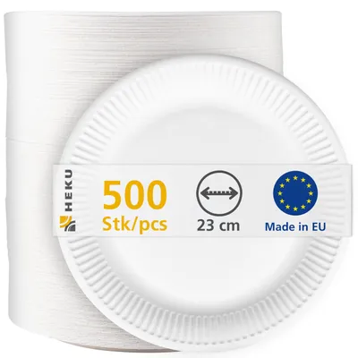 Papier-Teller Ø 23 cm, 500 Stück, weiß, 100% kompostierbar
