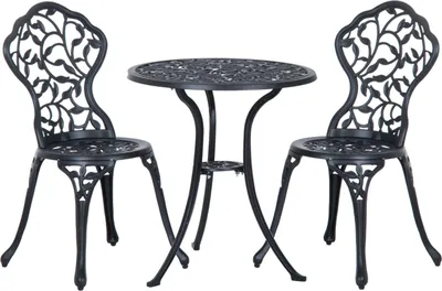 Produktbild von Bistroset Für 2 Personen Balkonmöbel Set Bistrotisch Mit 2 Stühlen Schwarz