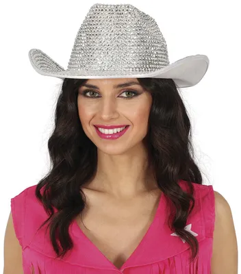 Glänzender silberner Cowboyhut für Erwachsene, Unisex