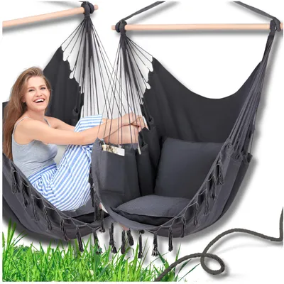 Produktbild von OMNA | Brazílske závesné kreslo - 130 x 100 cm - Pohodlné s vankúšom - Ideálne do interiéru aj exteriéru