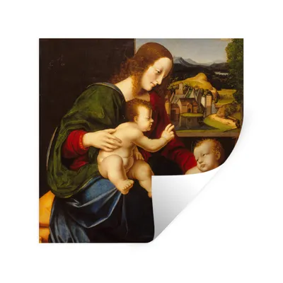 Produktbild von MuchoWow® Wandtattoo Wandsticker Wandaufkleber Johannes der Täufer - Leonardo da Vinci 100x100 cm Selbstklebend und Repositionierbar - Wierderverwendbar - Selbstklebend