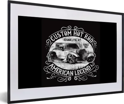 Produktbild von MuchoWow® MuchoWow® Gerahmtes Poster Mancave - Oldtimer - Auto - Retro 60x40 cm - Poster mit zchwarzem Bilderrahmen - Schlafzimmer - Plakat in Rahmen - Drucken