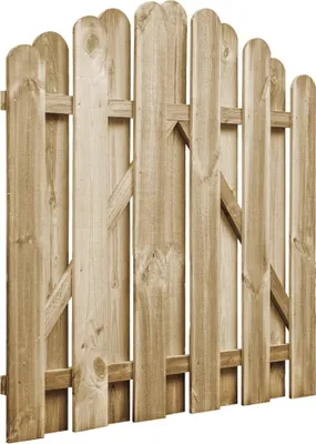 A wooden garden gate against a white background.