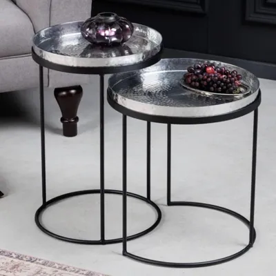 Produktbild von Modernes 2er Set Beistelltisch MARTELLO schwarz silber